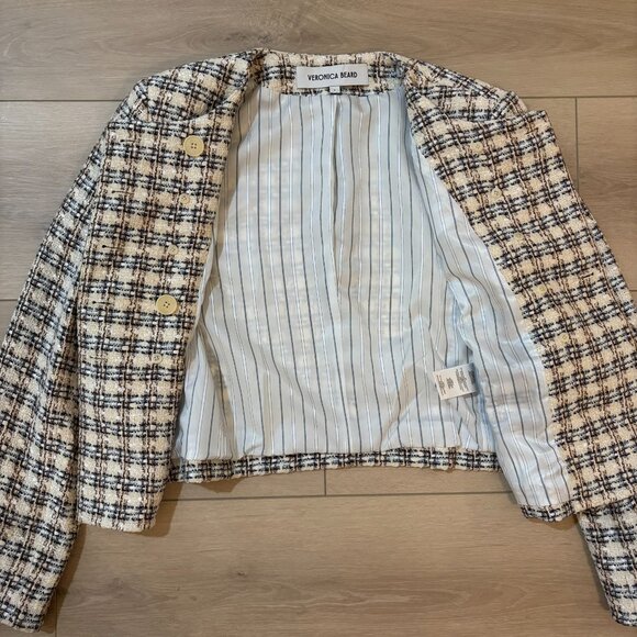 Veronica Beard Bentley Check Tweed Crop Jacket - Picture 7 of 9